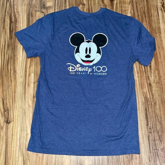Disney men’s womens large shirt tshirt short sleeve 100 year Mickey design blue - Picture 5 of 7